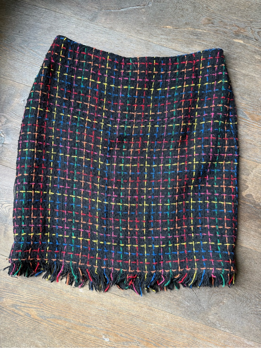 Grace Elements Black Tweed Pencil Skirt with Multicolor Grid